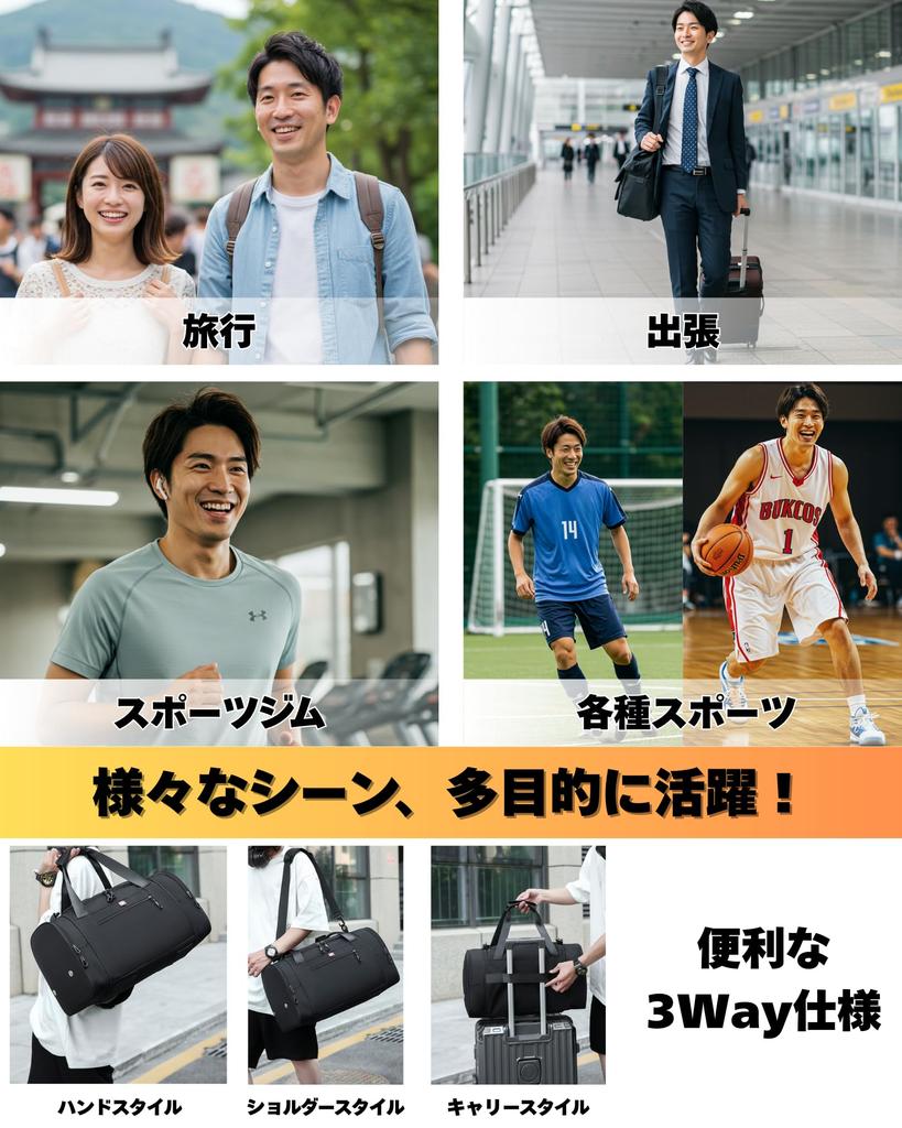 Golf Boston Bag 60L Fits Winter Golf with a Spacious Shoe Shoulder Sports Duffel Business Table Futsal Men's [Large Capacity, Wear] Pocket.