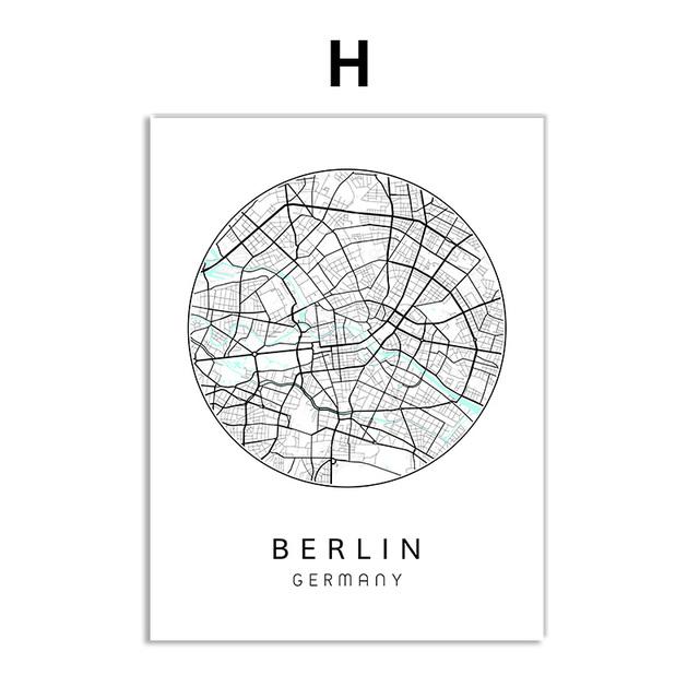 Скандинавский минималистичный холст, картина с картой мира, плакат, Бостен Лэндон, Нью-Йорк, настенное искусство, украшение для дома, комнаты, цитаты, без рамки