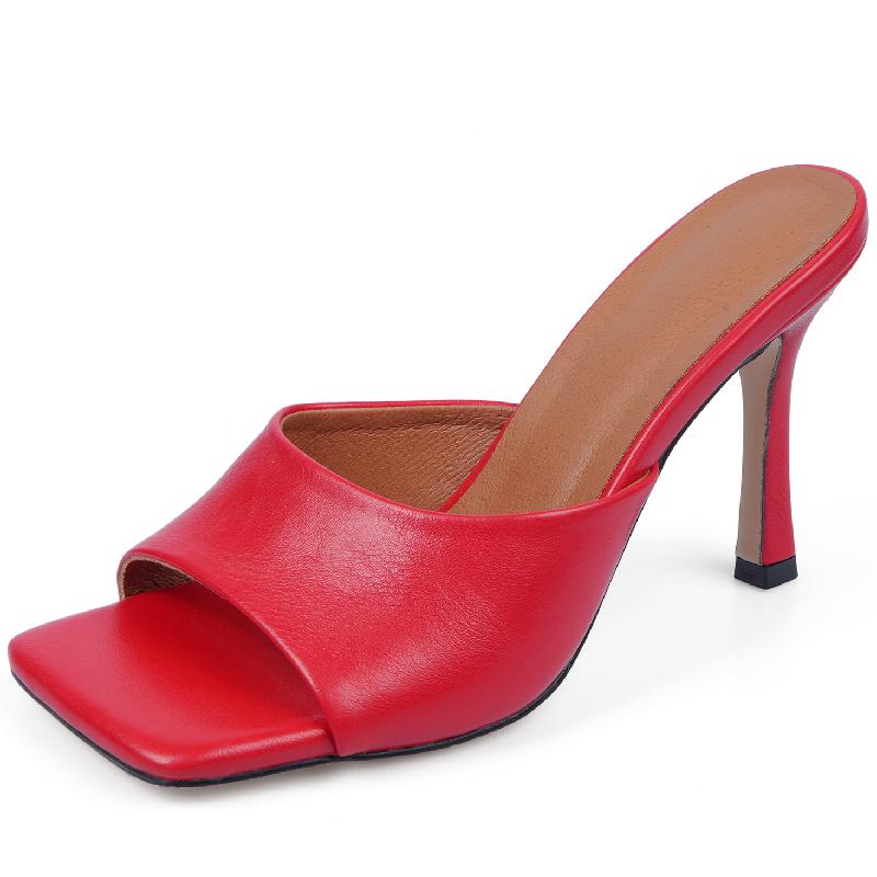 Сексуальные туфли-мюли, женские тапочки, летние шлепанцы 2025 года, женские элегантные босоножки на высоком каблуке, белые, красные, черные, большого размера, брендовая обувь для вечеринок