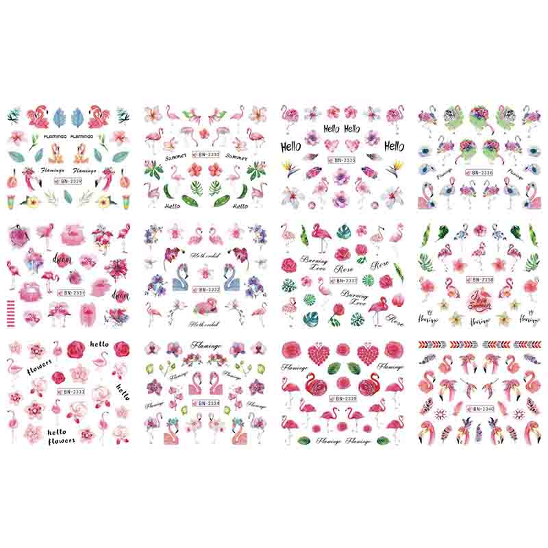 Наклейки для дизайна ногтей в 12 стилях с абстрактными, цветочными и геометрическими рисунками