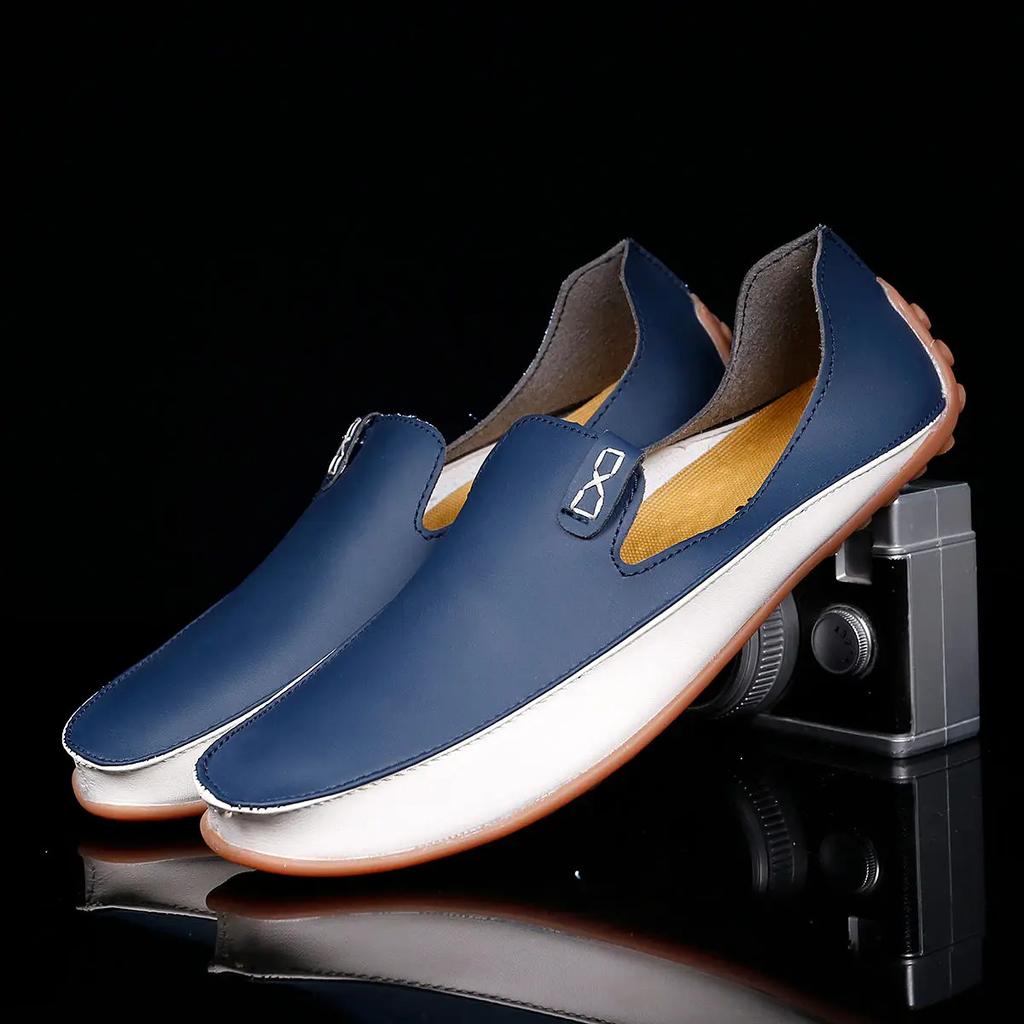 Fashion Leather Shoes For Men Fashion 2024 Slip-on Flat Man Casual Shoe Legitimate Elegant Cheap Clearance Korean Style Pu Designer