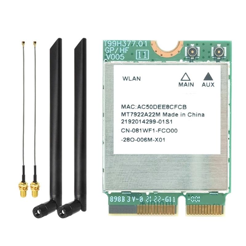 WiFi 6E карта MT7922 6 ГГц/5 ГГц/2,4 ГГц Трехдиапазонный сетевой адаптер Совместимость с Bluetooth 5.2 Интерфейс M.2