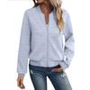 Womens Long Sleeve Zip Up Sweatshirts Jackets Full Zipper Lightweight Jacket Casual Pocket Loose Outwear Coat