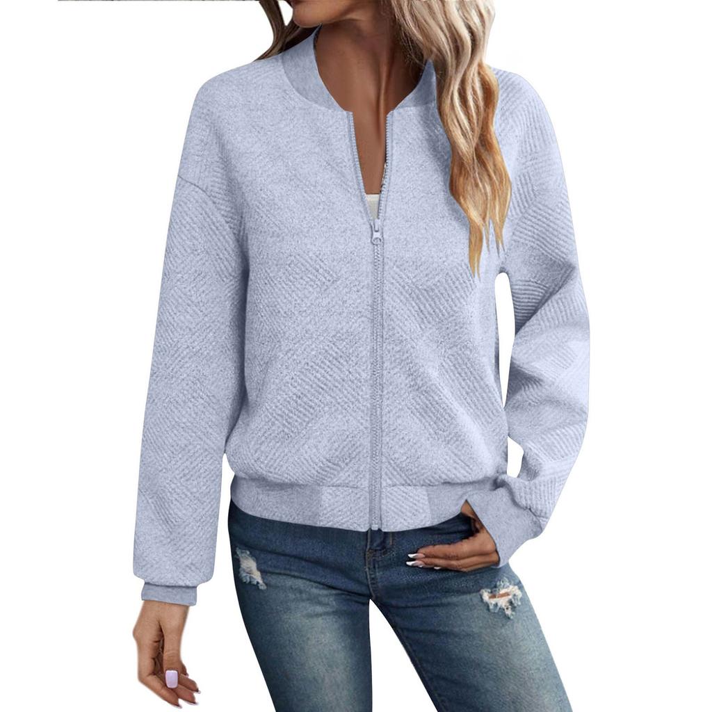Womens Long Sleeve Zip Up Sweatshirts Jackets Full Zipper Lightweight Jacket Casual Pocket Loose Outwear Coat