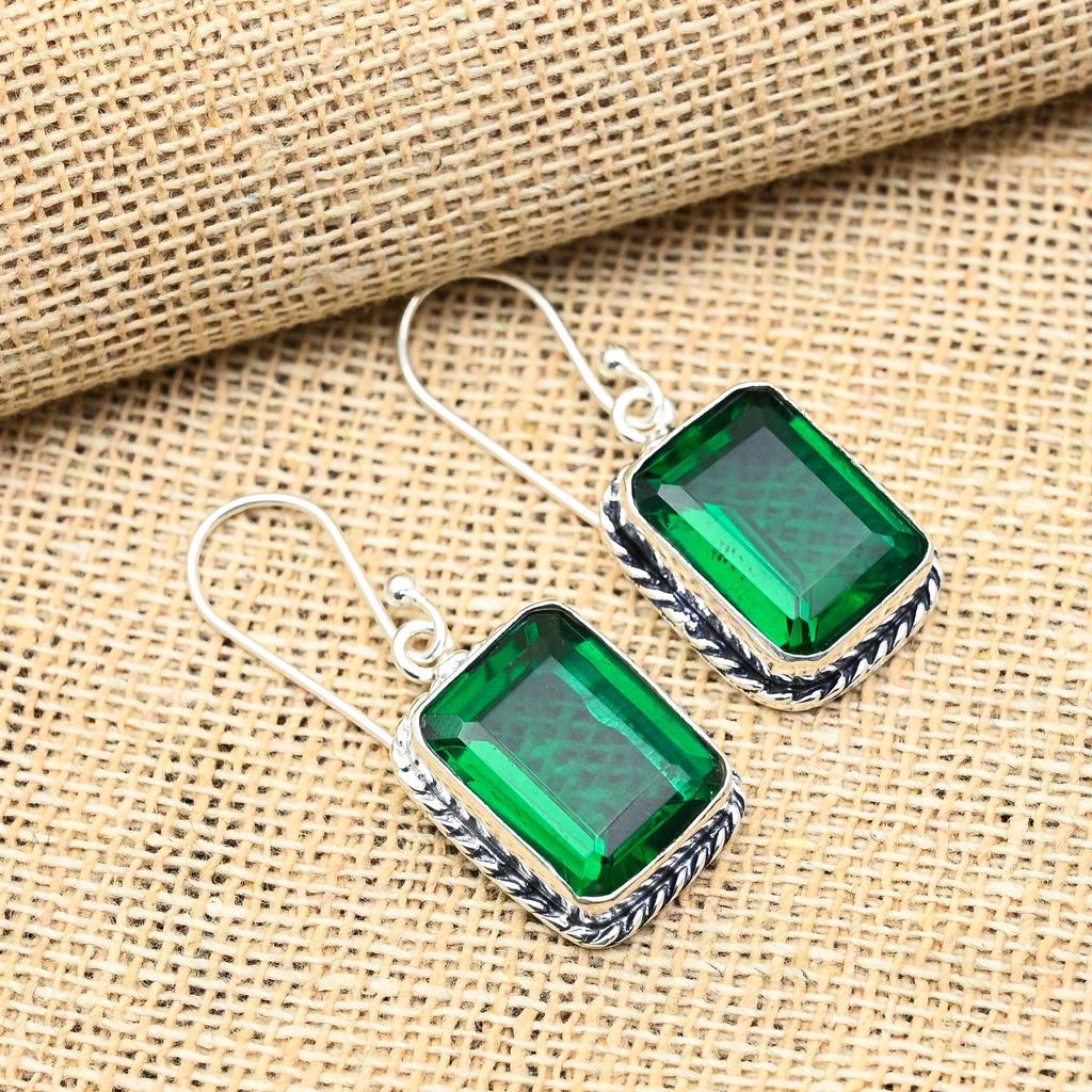 Ювелирные серьги ручной работы из стерлингового серебра 925 пробы с хром-диопсидом для женщин