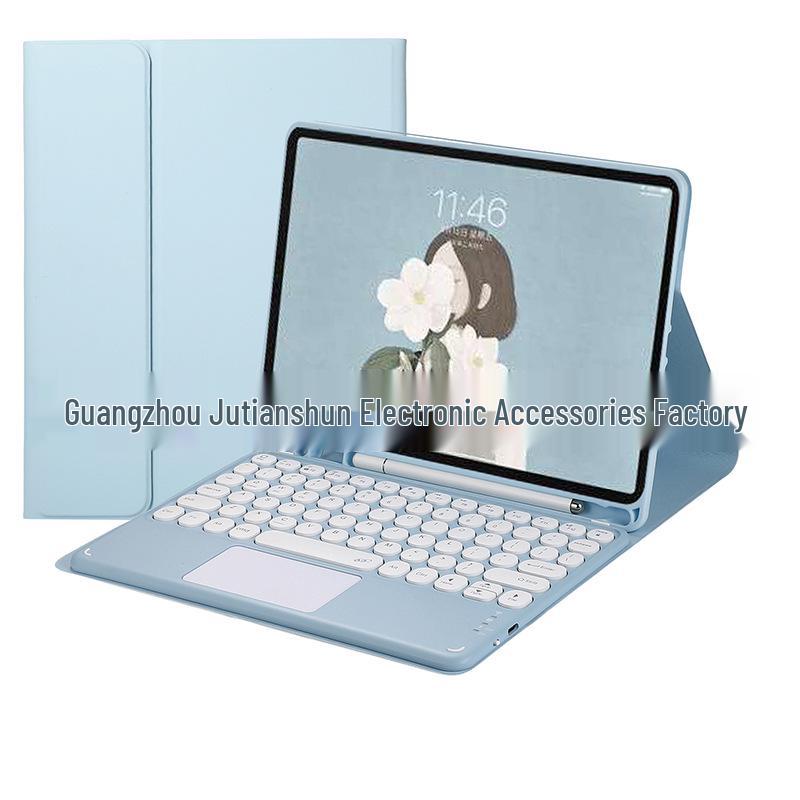 Bluetooth Keyboard Protective Case with Pen Slot for Samsung Galaxy S7, S8, S9, FE, and S10 Lite - Round Cap Touch & TPU Soft Shell