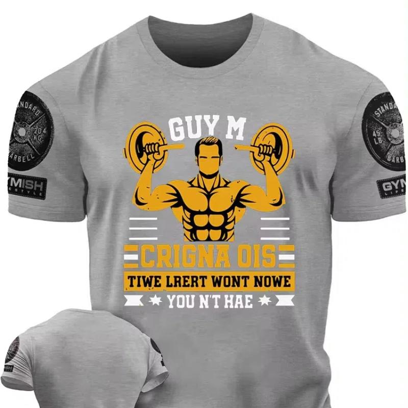 2024 Европа и США летняя повседневная мужская футболка для спортзала Футболка в мужском стиле с короткими рукавами быстросохнущая футболка