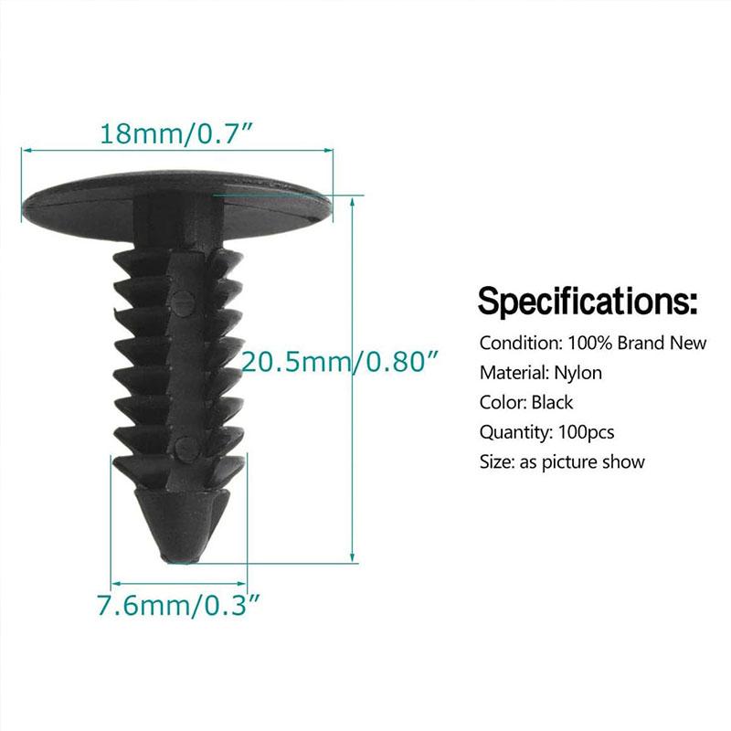 100 шт. автомобильные зажимы для крепления крыльев и бампера для GM # 1605396, 1595864; Крайслер 6030441; Форд 388577S, W705589-S300