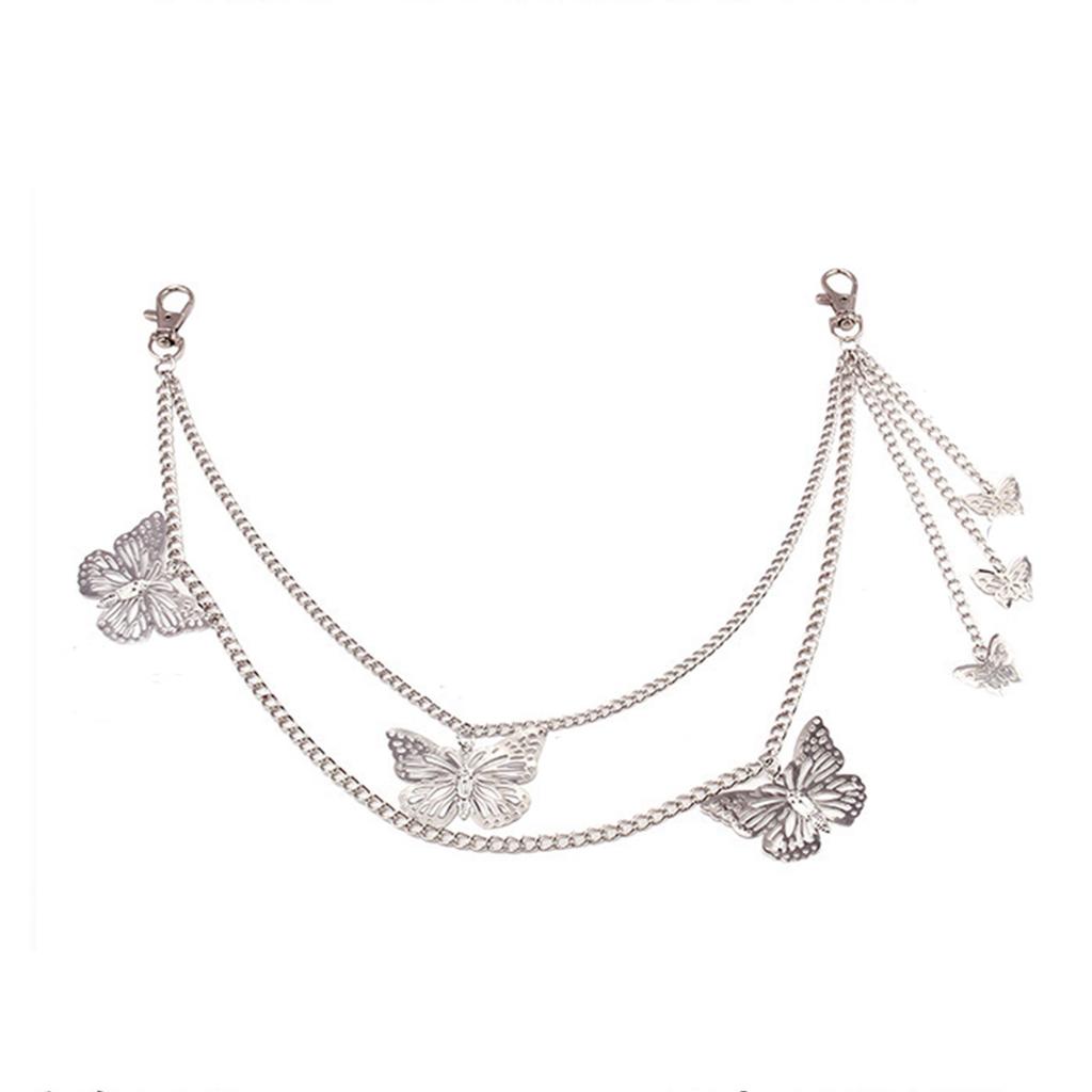 Hiphop Punk Metal Chain Belt with Silver Studs Adjustable Length Chain Belt for Fashionable Adults