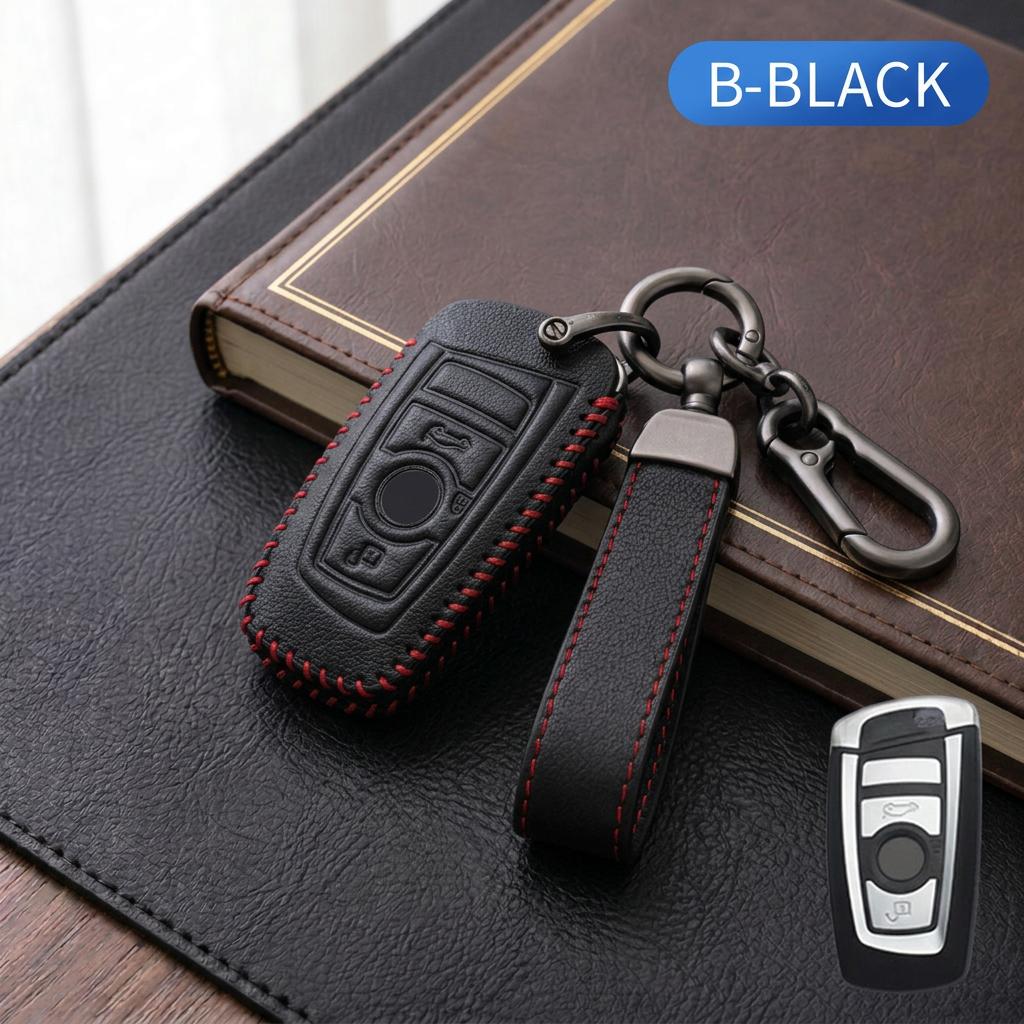 Leather Car Key Fob Cover For BMW 1 2 3 4 5 67 Series F20 F30 F10 F01 X1 X3 X4 X5 X6 M3 M4 M5 M6 F48 F25 F15 E89 Key Case Holder