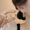 Gold broken silver circle light luxury high-end stud earrings