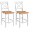 Bar Stool 2 Piece Set Bar Chair Made Of Pine Wood With Footrest Backrest Country Style For Kitchen Living Room Natural