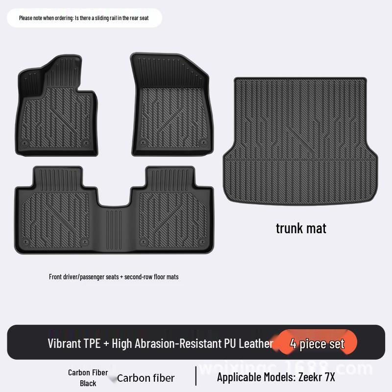 Baidequan Коврики для пола из ТПЭ для Zeekr 001/7X007GT 2025 года, разноцветный коврик в багажник
