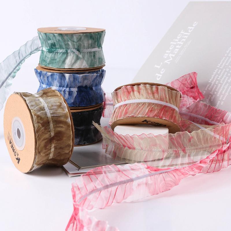 High Quality Solid Color Lace Through Yarn Ribbon butterfly Clip Hairpin Raw Material Gift Wrap Solid Color Ribbon