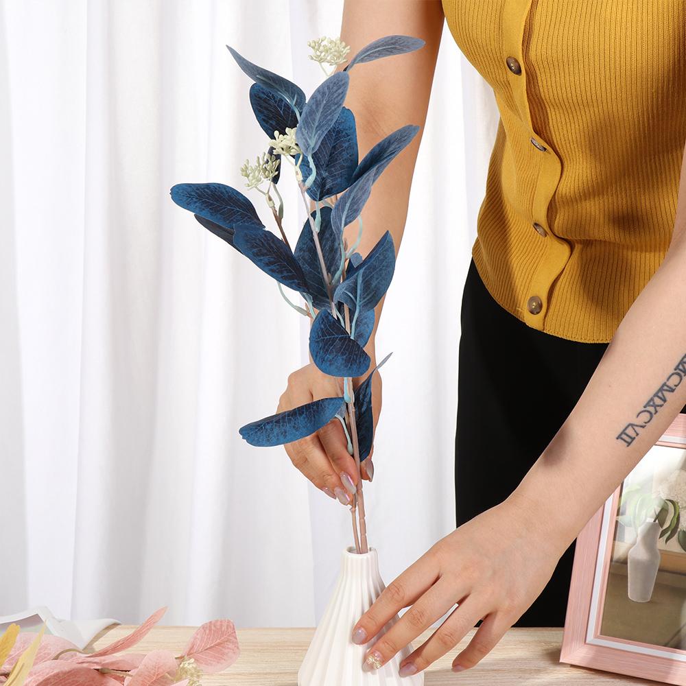 Home Decor Leaves With Fruits Artificial Eucalyptus Stems Bridal Bouquet Simulation Plants Branches