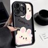 Чехол из жидкого силикона с конфетами для iPhone 11, чехол для iPhone 13 12 14 15 Pro Max XR XS 7 8 Plus SE, чехол с милым медведем и мультяшным кроликом