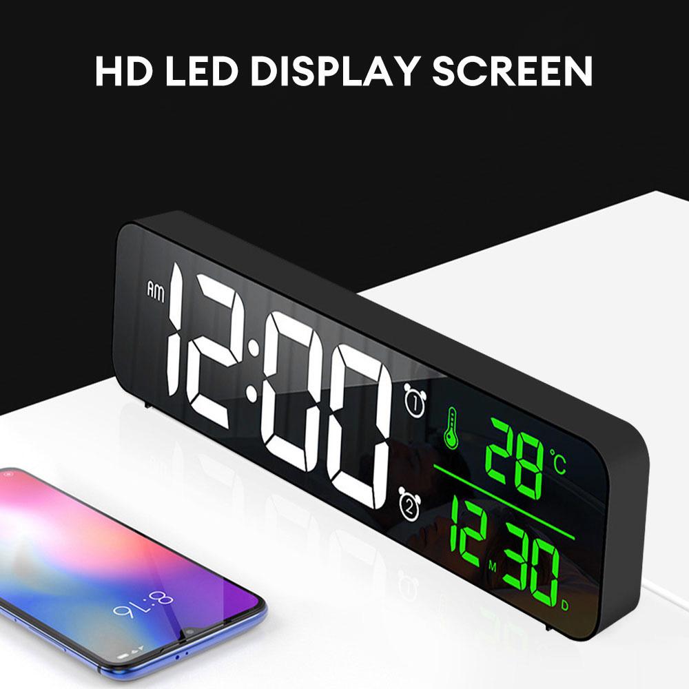 LED Digital Alarm Clock Temperature Date Display Desktop Desk Clocks Home Table Decoration 12/24H Dual Alarms Digital Clocks