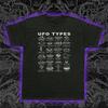 UFO Types T-Shirt Alien Flying Saucer Conspiracy Theory Retro Sci-Fi Tee Unisex T-Shirt