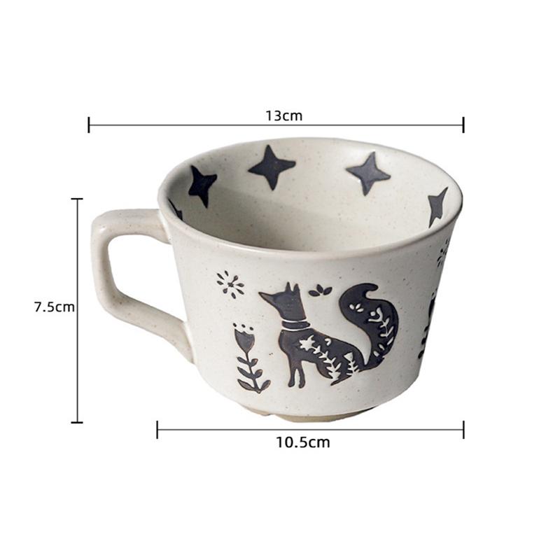 Ceramic Latte Mug Porcelain Coffee Cups with Handle Boho Drinking Cup for Men Women Office Work Daily Use Drinkware Gift