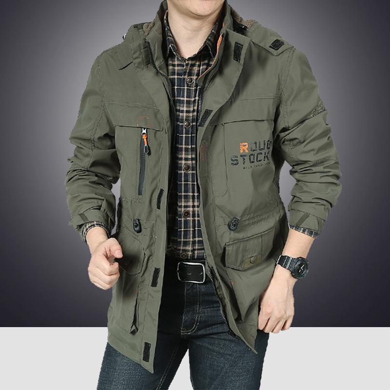 Мужская куртка для весны и осени, свободная спортивная куртка больших размеров, повседневная куртка для людей среднего возраста, куртка для инструментов