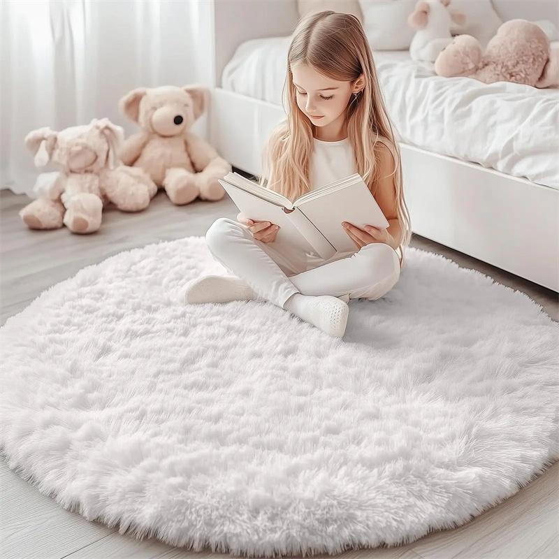 Plush Carpets Fluffy Ultra Soft Indoor Modern Area Rugs Living Room Play Mats Fluffy Round Rugs For Girls Bedroom