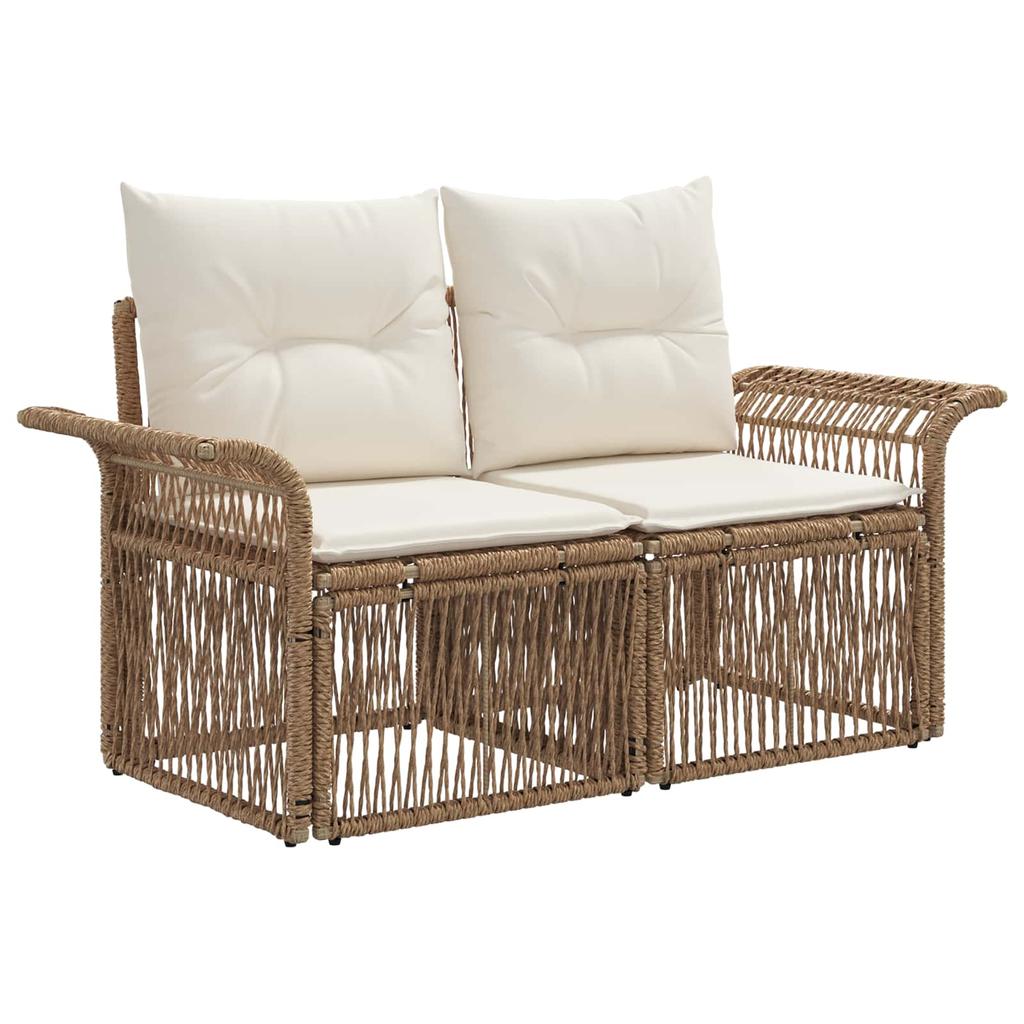 Garden Sofa Set 6 pcs. Beige and Cream White Poly Rattan
