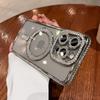 Роскошный блестящий чехол Magsafe с беспроводной зарядкой для iPhone 11 12 13 14 15 Pro Max Plus, прозрачный магнитный бампер с бриллиантами