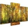 Three Piece Picture Canvas Print Forest Tree Autumn Yellow