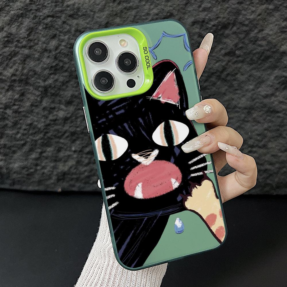 Чехол-накладка Doodle Angry Cat для Samsung Galaxy S26 S25 Edge S24 S23 S22 S21 FE S20 Ultra Plus 5G Цветной Серебристый Жесткий Чехол