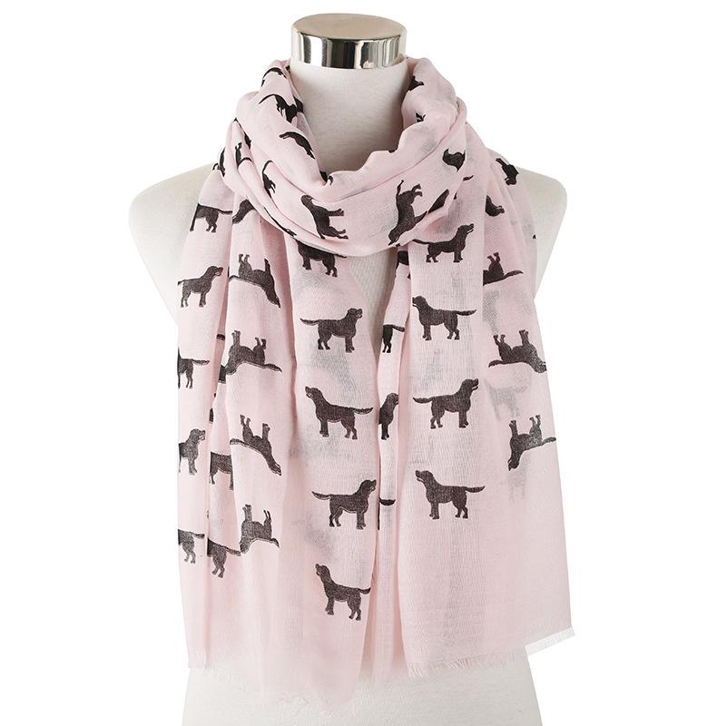 European and American new cute dog animal print pattern scarf women's long scarf shawl