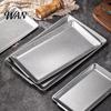 BBQ Grill Pan Vintage Stainless Steel Rectangular Tray Retro Industrial Platter with Portable Accessory Double Handles Large Heavy Duty Serving