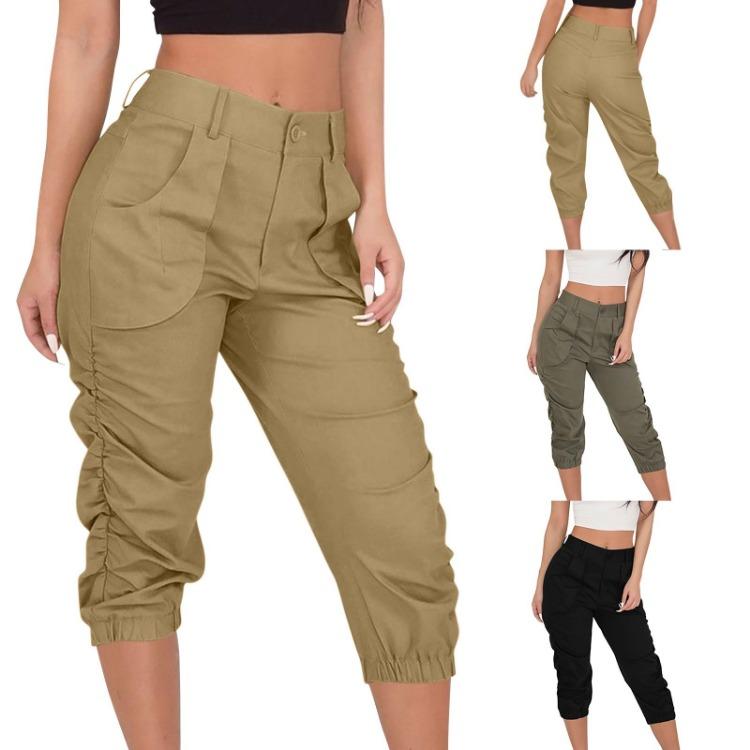 Women Casual Cropped Fashion Workwear Pants Trousers