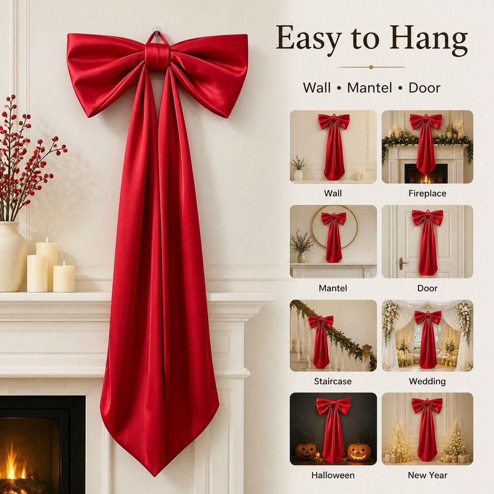 Oversized Wall Bow Decor Satin Fireplace Bow Decor Durable Decorative Bow Fireplace Decoration