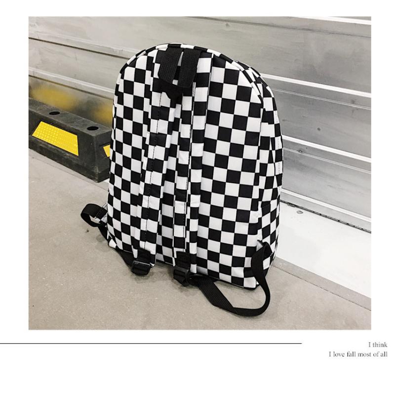 Лидер продаж 2023 года, черно-белый клетчатый рюкзак, повседневный нейлоновый уличный дорожный рюкзак, студенческая школьная сумка в студенческом стиле