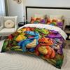 3pc Cartoon Colorful Dinosaur Duvet Covers Comfortable Bedding Fabric Soft And Breathable Includ (Duvet Cover* 1+Pillowcases*2)
