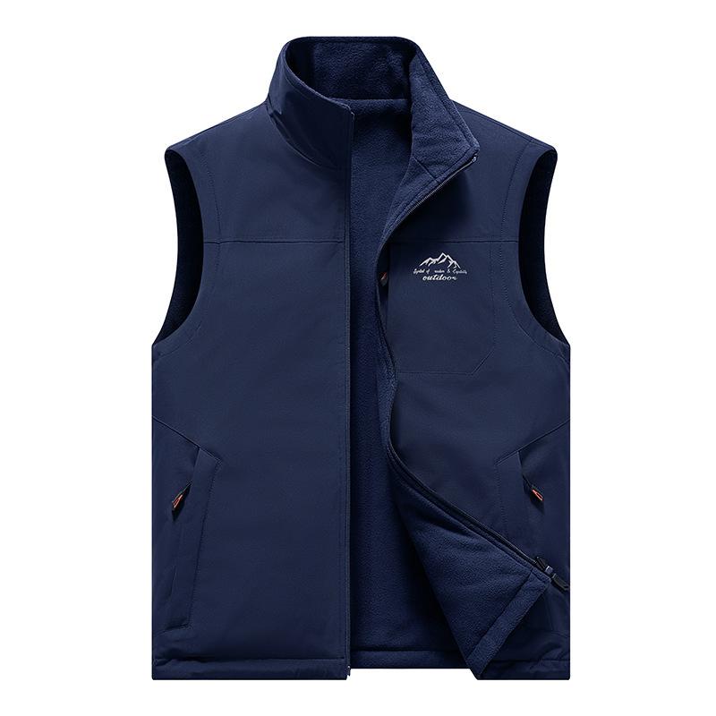 Men's Autumn and Winter Double-sided Stand Up Collar Vest with Loose Fit Vest