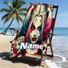 Custom Name Personalized Superhero Print Beach Towel, for Trip Camping Beach Party Home Decor, Birthday Gift for Family & Friends
