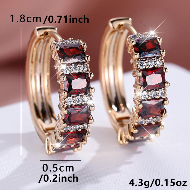 1 пара золотистых серег принцессы с квадратной огранкой, красных и зеленых камней, висячие серьги-крючки, свадебные украшения, подарки