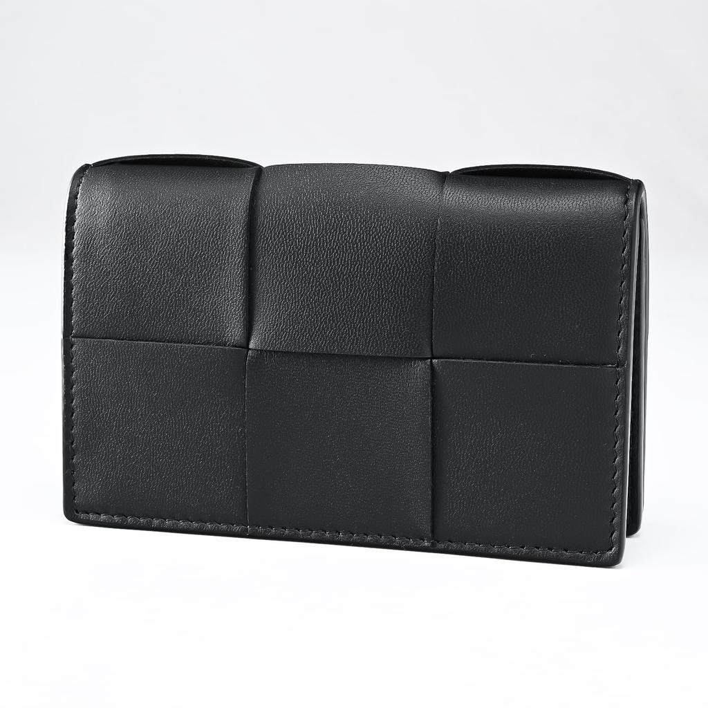 Bottega Veneta Small Card Case Nero Intrecciato Leather Cassette Business Card Case for Men and Women (651396 V3UO3) [Brand Name] [Used]