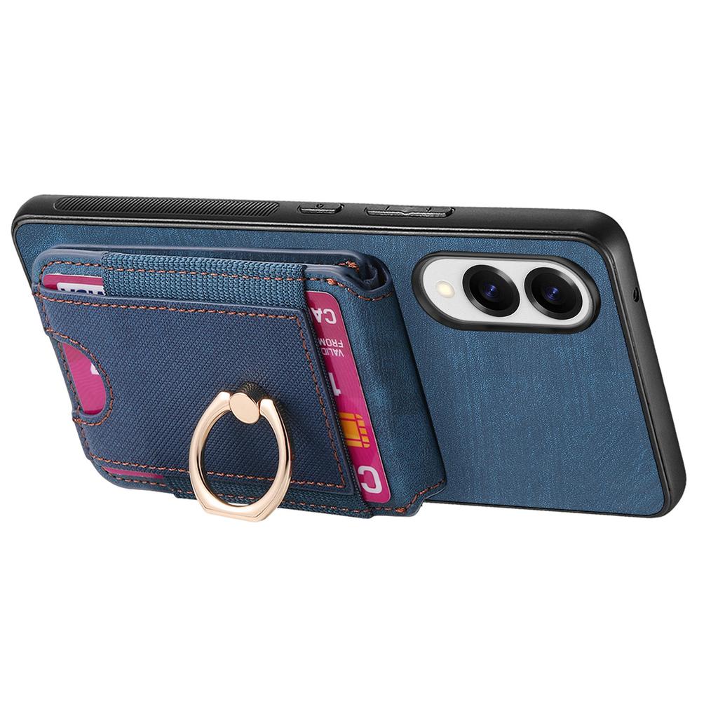 Для Samsung Galaxy S25 Edge Чехол Совместимый с MagSafe Кожаная Задняя Крышка со Съемным Держателем для Карт Подставкой