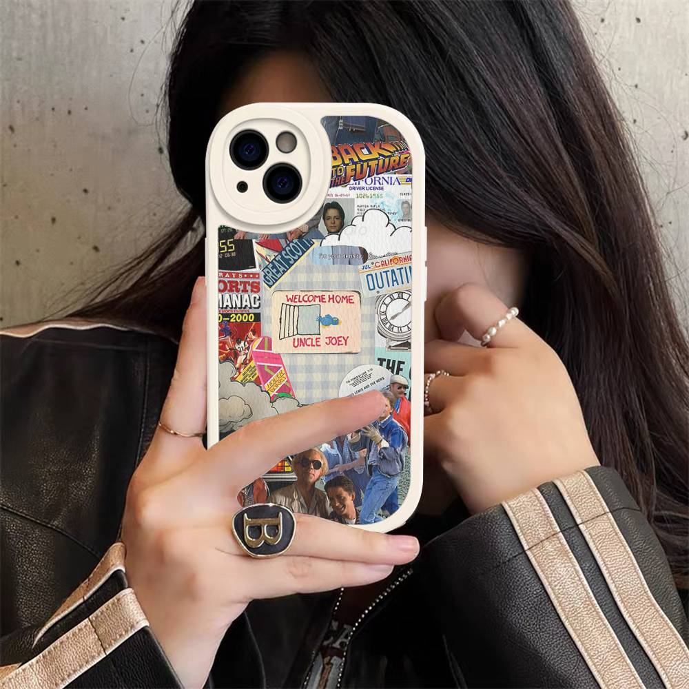 Фильм B-Назад в будущее Для iPhone 16 15 14 13 12 11 Pro Max Plus Ударопрочный Кожаный Мягкий Чехол для Телефона