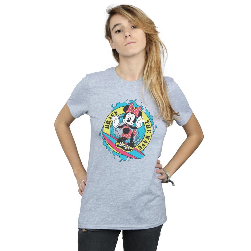 Disney Womens/Ladies Minnie Mouse Brave The Wave Cotton Boyfriend T-Shirt