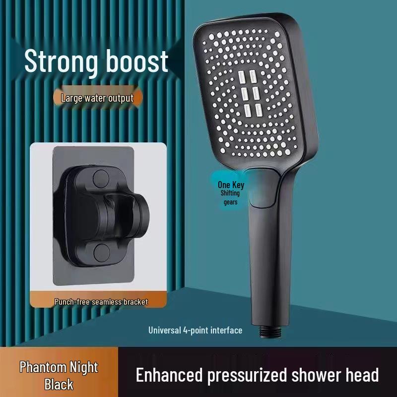 Большая панельная напорная ручная душевая лейка в комплекте с кронштейном и шлангом