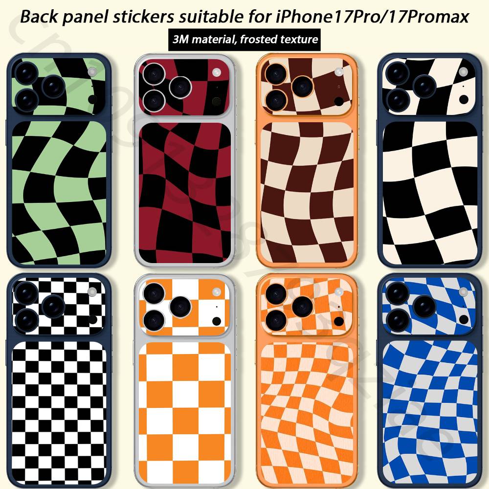 Клетчатый шахматный ТИКЕТ Наклейка Skin Wrap для iPhone 17 Pro/Pro max Защитная пленка для задней панели, рамки, камеры