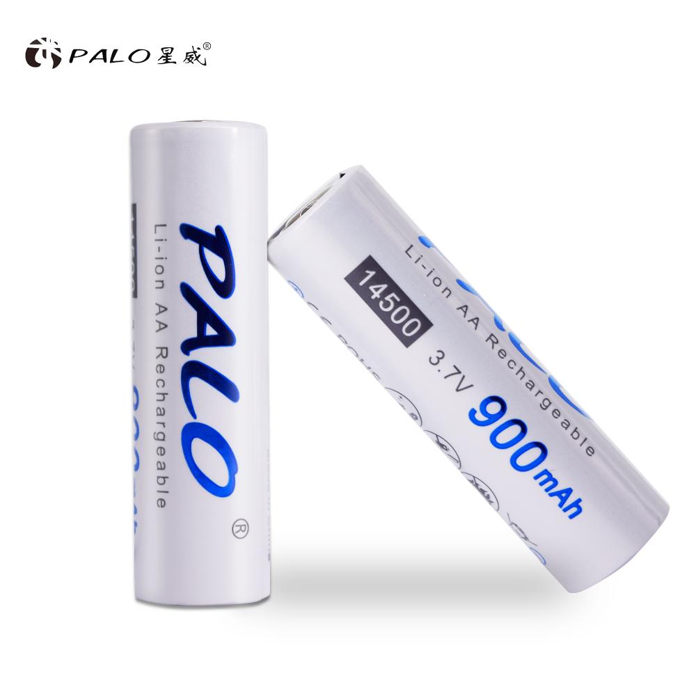 PALO 14500 900 мАч 3,7 В литий-ионные аккумуляторные батареи Литиевая батарея типа АА для светодиодных фонариков, налобных фонарей, мыши