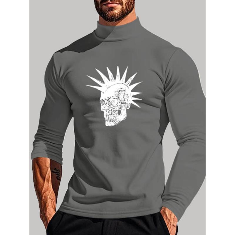 Wrinkle-Resistant Solid Color Polyester Men's Mock Neck Top, Ideal for Autumn Layering