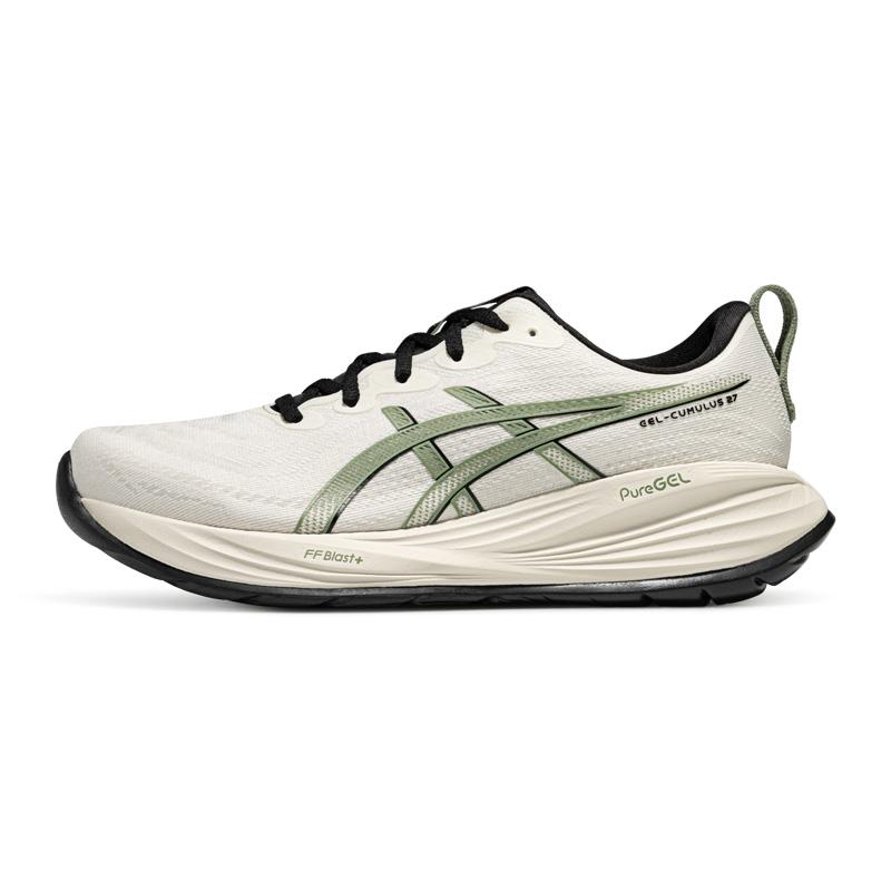 Asics Gel-Cumulus 27 Cushioning Breathable Low-Top Running Shoes Men Sneaker White Green 1011C092-100