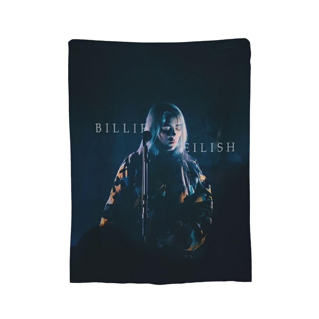 Плед из флиса с изображением известной певицы B-Billie-Girl E-Eilish, легкий, для дивана или кресла.