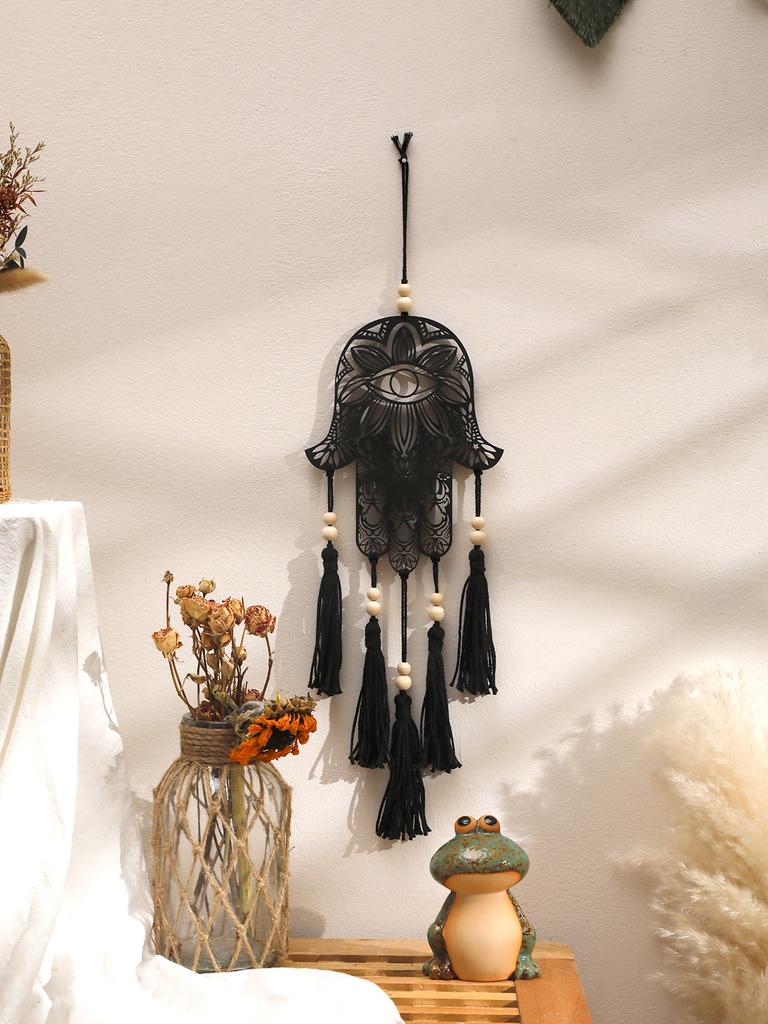 Деревянный Настенный Декор Настенный Подвес Рука Хамса Сглаз Домашний Декор Макраме Подвесной Декор Бохо Украшение для Дома Макраме Украшение для Комнаты