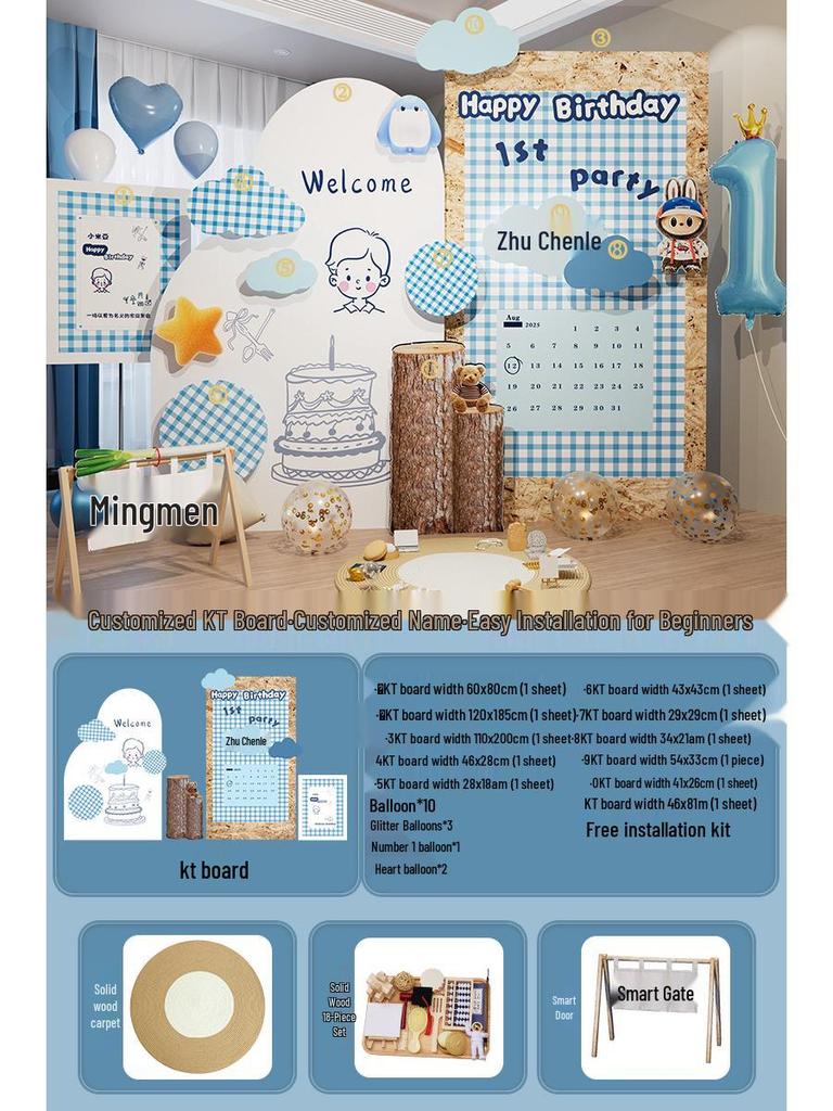 Korean Birthday Decor for 1-Year-Olds - Baby Banquet Atmosphere KT Board for Boys & Girls